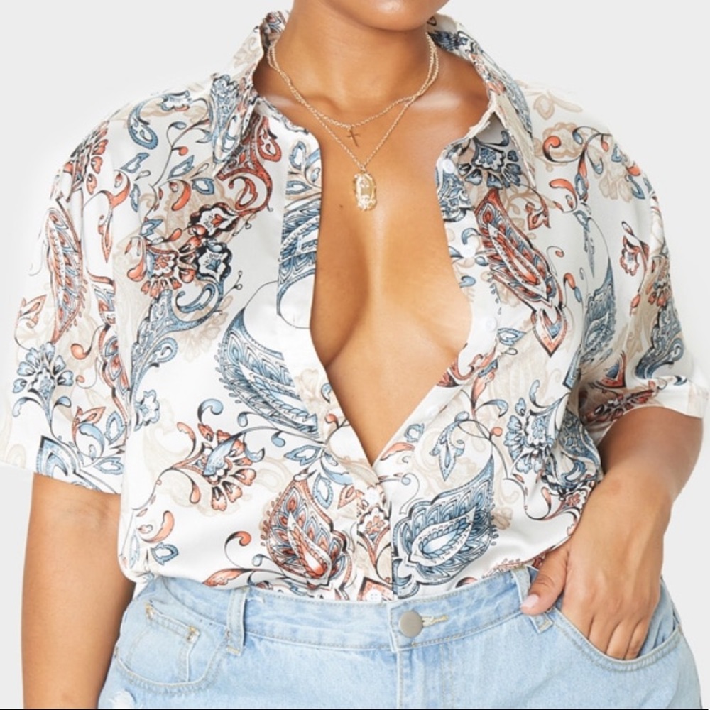 Plus paisley print top